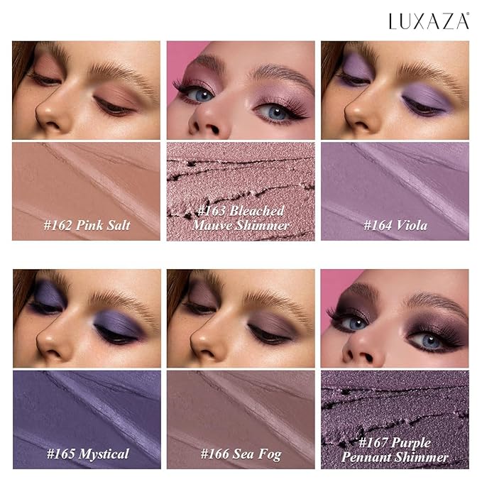 LUXAZA PRO Purple Eyeshadow Stick 6PCS Set, Metallic Shimmer Matte Cream Eye Shadow Palette Brightener Pencil Crayon, Halloween Makeup - BLUEBERRY