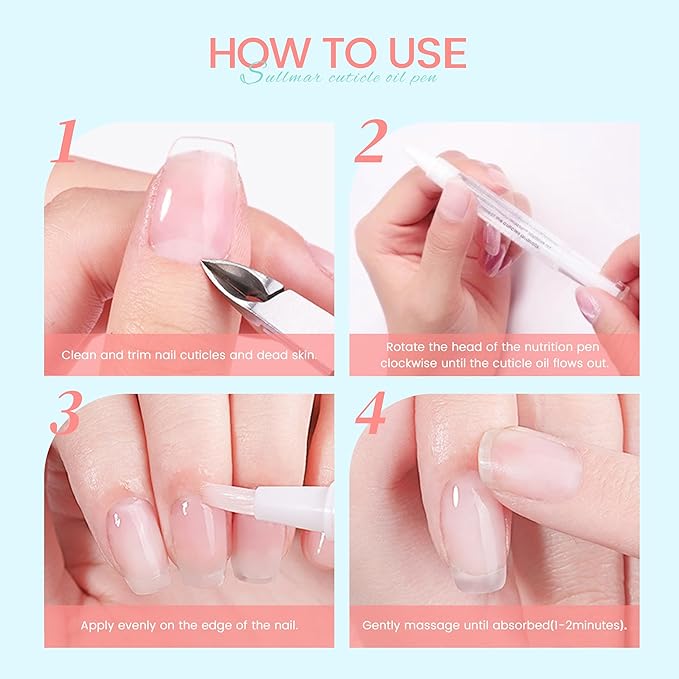 6pcs Cuticle Oil Pen Nail Oil Cuticle Pen Kit Nourish Oil Repair Enhance Nail Surface Care for Salon Use