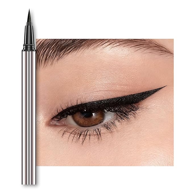 Liquid Eyeliner Waterproof – Intense Black, Ultra Fine Tip, Smudge & Smear Proof, Long Lasting, Easy to Apply for Winged Liner & Precise Lines, Beginner Friendly, 0.6ml