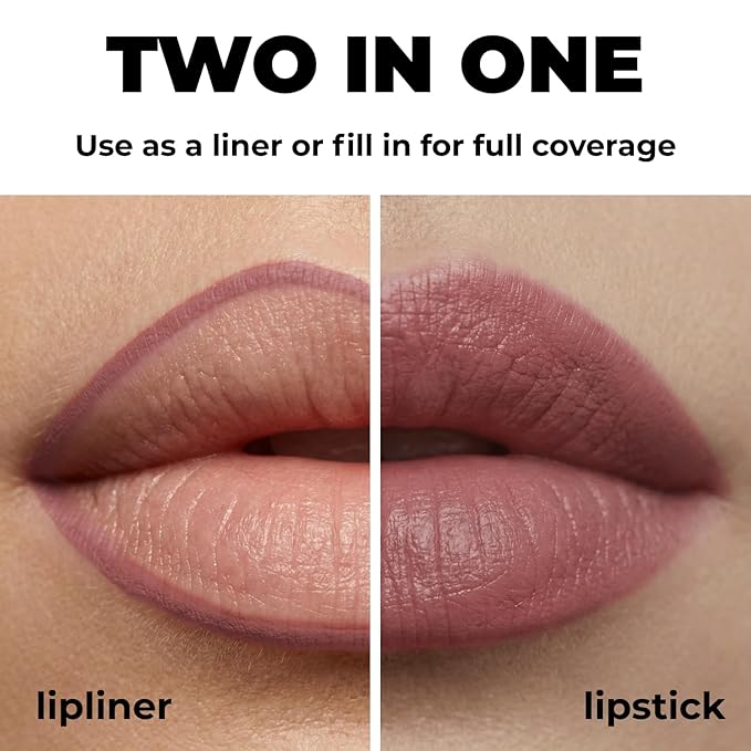Lamel Gel Lip Liner Pencil - Berry - 2-in-1 Waterproof Lip Liner - 8-Hour Wear, Creamy Texture, Sharpenable, High Pigment - Provides Smooth Finish or Full Coverage - N.404