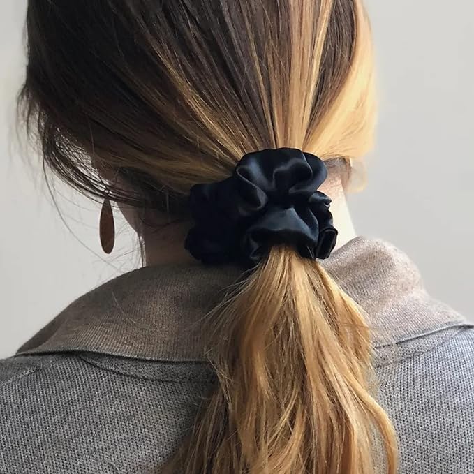 Satin Scrunchies, Softer than Silk, Hair Scrunchies for Frizz Prevention, Satin Hair Ties for Breakage Prevention and Gentle Style Preservation, Sleep and Night Scrunchie, 5 Pack, Blush