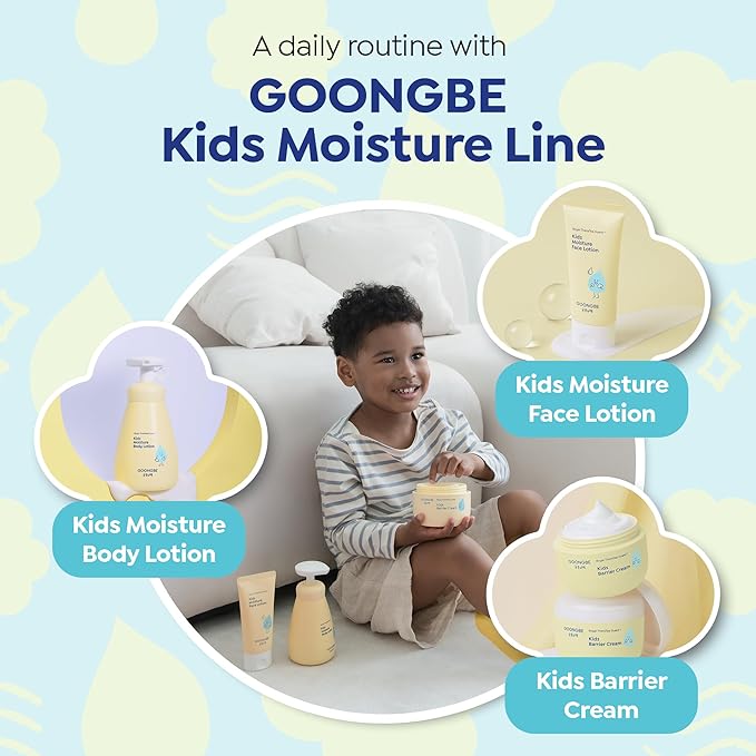 GOONGBE Kids' Moisture Face Lotion - Non-Sticky Quick-Absorb Daily Moisturizer for Sensitive Skin, 8hr Moisturizing Cream with Cica and Allantoin, Barrier-Support Formula, Allergen Free 2.7 fl.oz.