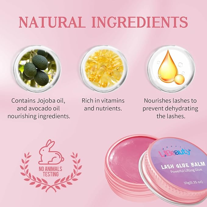 Libeauty Lash Lift Glue Balm Lash Lift Adhesive Strong Sticky Fruit Flavor Eyelash & Eyebrow Perm Glue Balm Brow Lamination Gel (Red Strawberry, 10g/0.35oz)