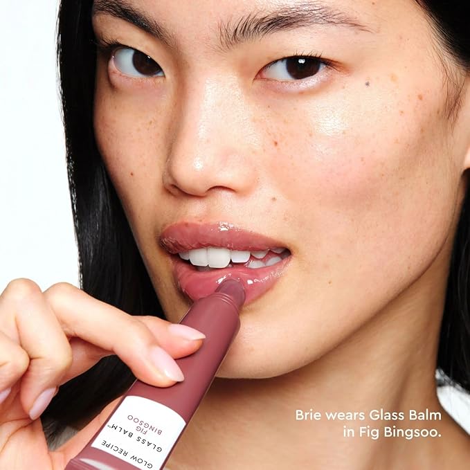 Glow Recipe Glass Balm Lip Treatment - 12Hr Hydrating Lip Balm & Moisturizer with Hyaluronic Acid to Smooth, Plump & Protect from Dryness, High Shine Finish - Fig Bingsoo (15 ml)