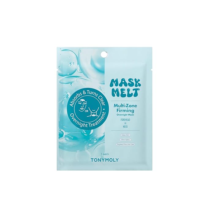 TONYMOLY Mask Melt Multi-Zone Targeted Hydrogel Patches – Forehead Or Neck – Collagen + Peptides – Lifting Overnight Mask – 1 Patch
