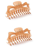 Thick Hair Super Large Clips Crystal Plastic Claw Clamps Hairgrips Clips Accessories for Women, 2 pack. (Coffee)