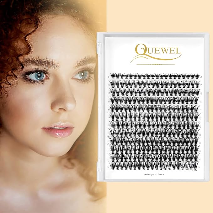 QUEWEL Lash Clusters 240Pcs Cluster Lashes 30D 0.07C Curl Mix8-14mm Individual Lashes Soft&Comfortable DIY Eyelash Extension at Home(30D 0.07C MIX8-14)