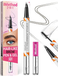 iMethod Curved Eyebrow Pen and Brow Gel - Eyebrow Pencils for Women with Hair Like Strokes, Eyebrow Makeup for All-Day Defined, Waterproof, Smudge-proof, Dark Brown and 2 Count Brow Gel Clear