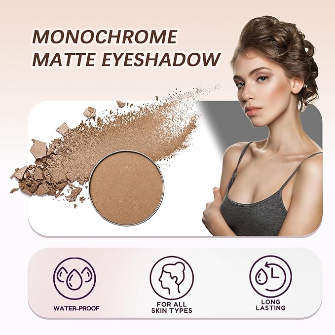 Refillable Eyeshadow Palette - Matte/Glitter/Duo-Chrome Pressed Powder & Cream Formula, Neutral/Shimmer/Smokey Multichrome, Travel-Friendly Iron Pan Refills (Matte, D56)