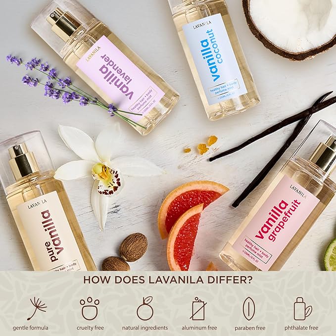 Lavanila Vanilla Coconut Hair & Body Mist for Women, 5 Oz – Tropical Vanilla Body Spray, Hair Perfume & Fragrance with Madagascar Vanilla – Lightweight Women’s Fragrance for Hair & Skin