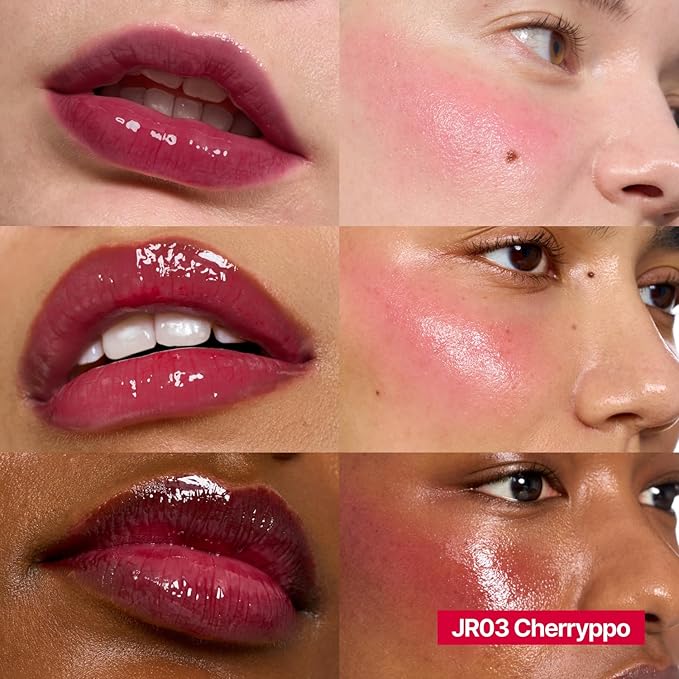 fwee Glowy Jelly Pot | Dewy Jelly Lip & Blush Color, Tinted Glow Balm, Dewy Buildable Finish – Cherryppo (Cherry Red) | 0.14 oz