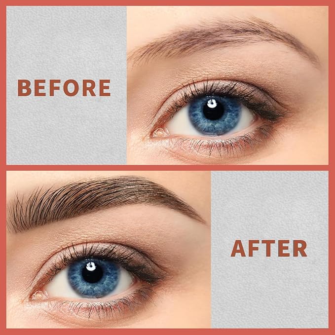 4-Fork Tip Microblading Eyebrow Pen With Brow Gel - 2-in-1 Waterproof Eyebrow Pencil, Long-Lasting Natural Hair-Like Brows, Smudge-Proof & Easy to Use (With Brow Gel 04#Black)
