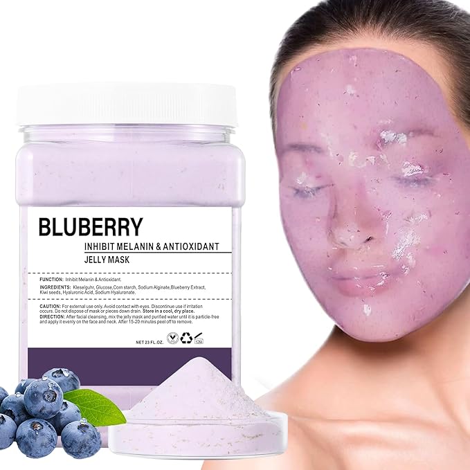 Hydro Jelly Masks for Women Home Spa,Hydrating & Moisturizing Peel-Off Rubber Gel Face Mask Skin Care,Professional Jelly Mask for All Skin Types 23 Fl Oz（Bluberry）