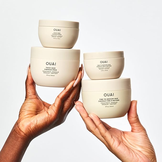 OUAI Fine to Medium Hair Treatment Masque - Mask for Hair Repair, Hydration and Shine - With Shea Butter, Keratin and Panthenol - Paraben, Phthalate and Sulfate Free (3.4 Oz)