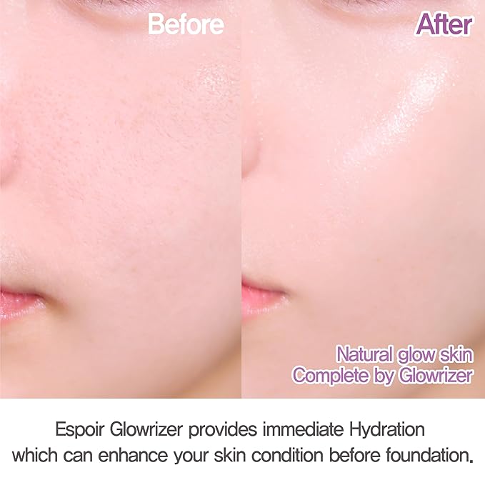 Espoir Glowrizer Face Primer | Hydrating & Moisturizing Makeup Base with Hyaluronic Acid & Niacinamide, All Skin Types, Perfect for Glow and Radiant Look, Festival Essentials, 1.35 fl. Oz
