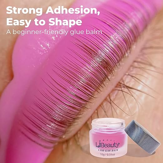 Libeauty Salon Choice Lash Lift Glue Balm, Super Sticky for Brow Lamination and Eyelash Perm, Gentle Fragrance, Water Soluble, Brush Included, Strawberry