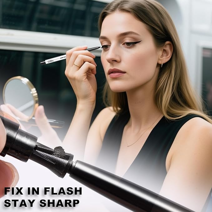 HECI BEAUTY Sharpenable Gel Eyeliner Pencil, Multi-Use Longwear Eyeliner Pencil, Ultra-Smooth Tip Eye Makeup with Up to 24HR Wear, Waterproof & Smudge-Proof -Black