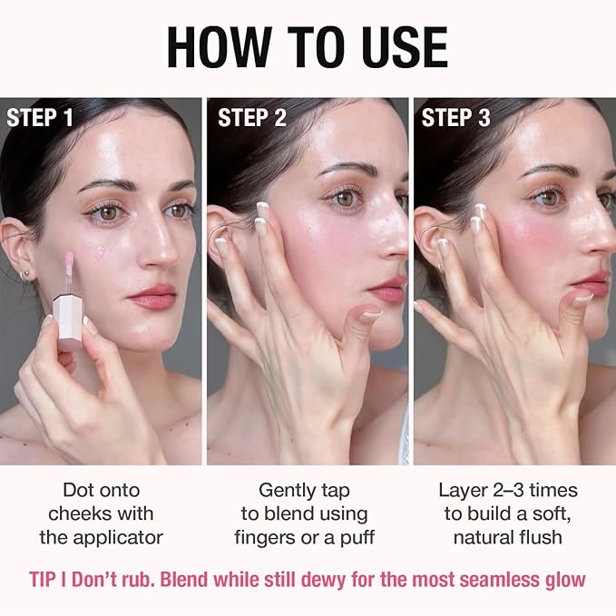 DEAR DAHLIA Petal Drop Liquid Blush (Purity) - Natural Dewy Glow Serum Blush, Buildable & Blendable, Sheer Watercolor Finish, Vegan Korean Makeup for Cheeks, 0.14 oz