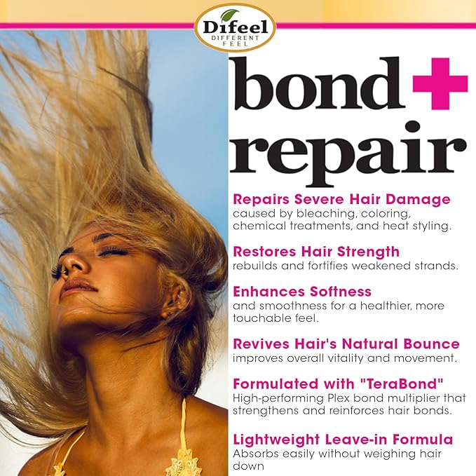 Difeel Bond & Repair Leave in Hair Treatment for Severely Damaged Hair 6 oz. - Deep Bond Hair Treatment, Bond Rebuilder for Hair Repair