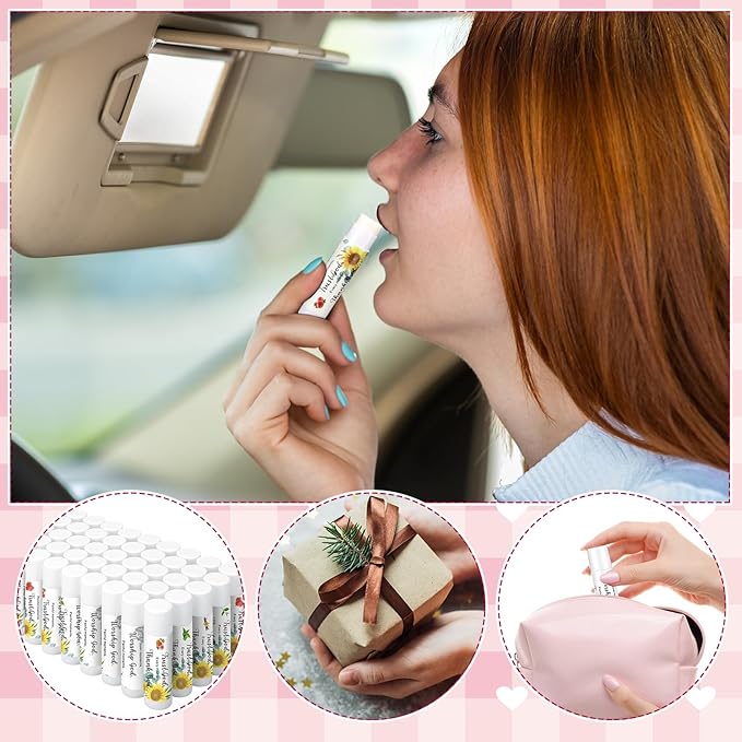 50 Pcs Christian Lip Balm Bulk Bible Verses Lip Balm Scripture Christian Gifts for Women Faith Religious Church Party Favor Inspirational Gift for Mother Teacher Nurse Employee Coworker (Sunflower)
