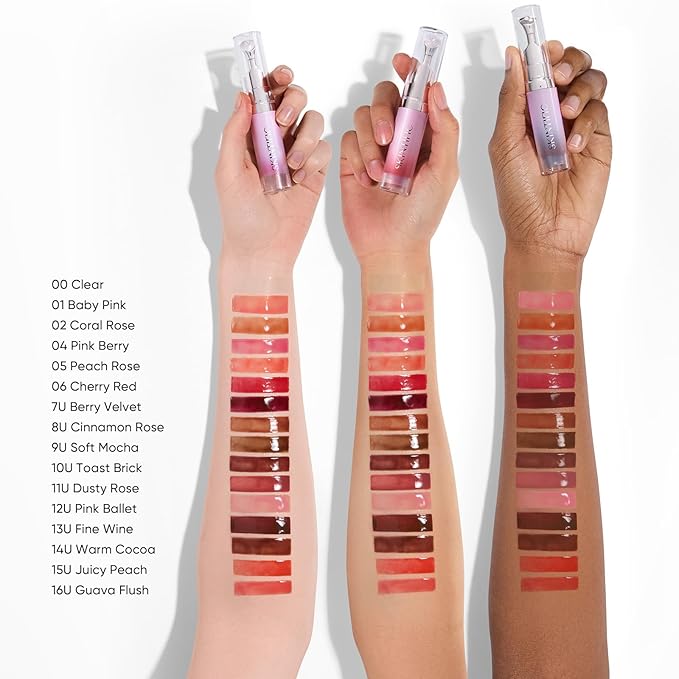 SKINTIFIC Peptide Brightening Lip Serum, Hydrating & Plumping Tinted Lip Gloss, Moisturizing Lip Balm with Polypeptides & Squalane for Glossy Sheer, Smooth Lips(05 Peach Rose)