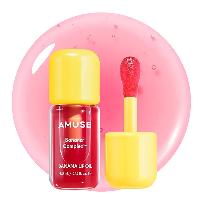 Amuse SEOUL Banana Lip Oil (05 CRANBERRY POP) - Moisturzing Lip Oil Stain, Banana Scent, Hydrating Nourshing Crytal Clear Lip Stain, Lightweight Non-Sticky Glossy Finish, Vegan, Korean Beauty Makeup
