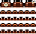 Tessco for you 24 Pack Plastic Jars with Lids Labels Multiuse Slime Containers Empty Body Scrub Jars Round Refillable Cosmetic Body Butter Container for Makeup (5 oz,Brown)