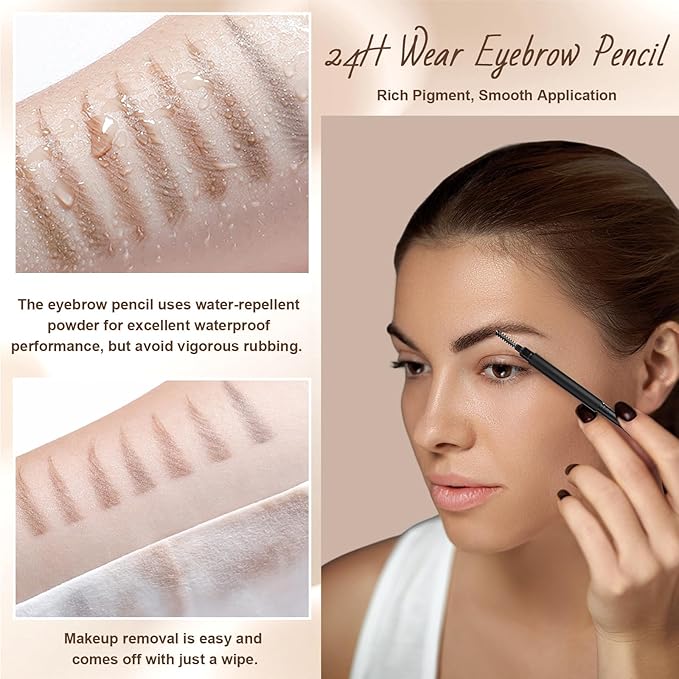 Eyebrow Pencil, Retractable Definer with Dual Brush, Ultra-Fine Tip for Precise Brow Makeup, Waterproof Gel Formula, Natural Hair-Like Strokes, Enhance Beauty (Natural Brown, Diamond)