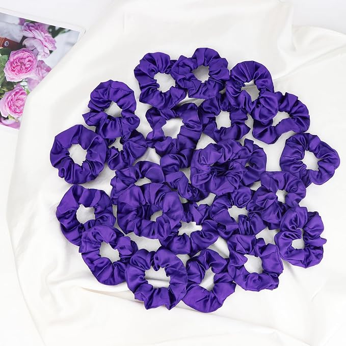 Silk Satin Scrunchies for Women Girls 24 PCS Hair Scrunchies Silk Satin Hair Ties for Thick Hair Bulk Hair Ties Hair Accessories