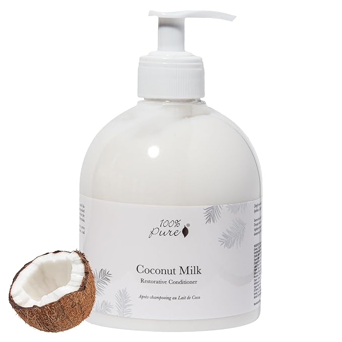 100% PURE Coconut Milk Restorative Conditioner - Moisturize & Repair Replenishing Nutrient Boost for Dry Damaged Hair, Promotes Healthy Growth for Women & Men - Sulfate Free - 16 Fl Oz