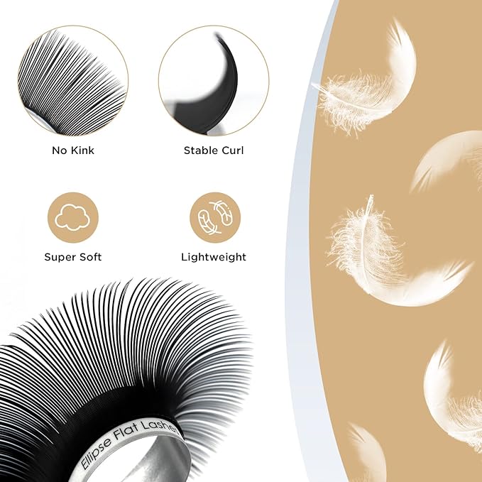 LASHVIEW Eyelash Extensions,Ellipse Flat Eyelash Extensions 0.20mm D Curl 11mm, Black,Individual Lashes,Semi-Permanent Extremely Soft Professional Salon Use