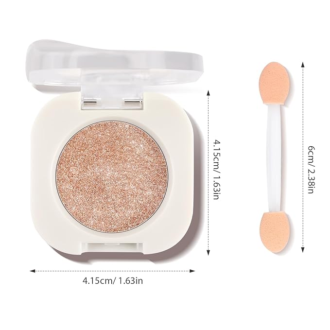 Champagne Glow Eyeshadow with Brush, Single Glitter Mini Eye shadow Palette, Silky Fine Subtle Shimmer for Old Women, Lightweight & Ultra-Blendable Formula for Daily Eye Glitter Makeup Kit (#09)