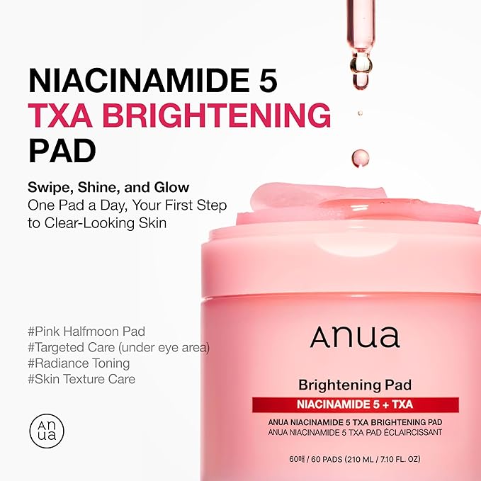Anua Niacinamide 5 TXA Toner Pads, Under Eye Brightener with Tranexamic Acid & Peptides, dark spot corrector for Hyperpigmentation, korean skin care, 60 Pads