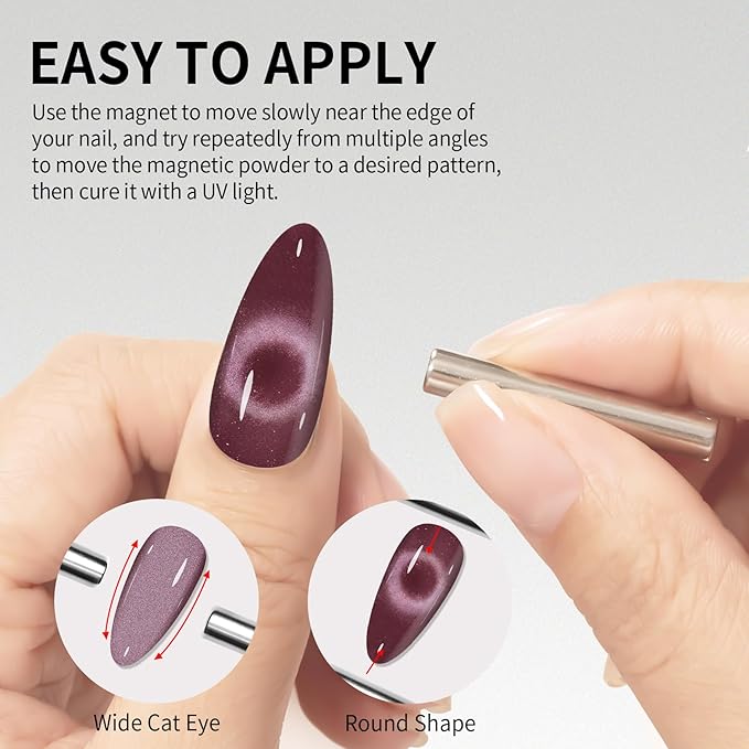 MAYCHAO 15ML Cat Eye Gel Nail Polish 1Pc Grape Gel Polish with Magnet Soak off Holographic Magnetic Nail Polish for Nail Art Manicure Salon DIY at Home, 0.5 OZ