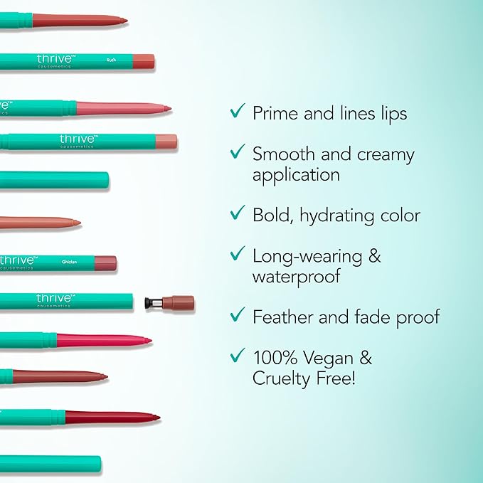 Thrive Causemetics Lip Filler Long-Wearing + Plumping Lip Liner, Shea Butter Hydrating Lip Plumper Retractable Lip Liner Pencil, Built In Sharpener, Vegan & Cruelty Free, Maureen (Petal Pink)