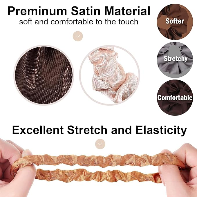 24Pcs 4 Sizes Satin Hair Scrunchies for Women Teens Girls Kids, No Damage Big & Small Soft Hair Ties Bands for Thick/Thin/Curly Hair Ponytail Holder Accessories Wrist Decor, 6 Neutral Colors,BlueZOO