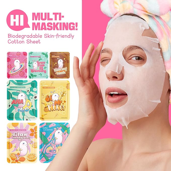 ZealSea Face Masks Skincare for Women, Variety Bulk Facial Sheet Mask Set for Deep Hydrating & Glow, Daily Self-Care Gift & Family Moment for Teens Girls Birthday Party,Safe for all Skin types 14 Pack