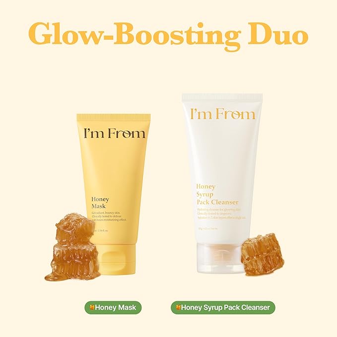 I'm from Honey Mask, Deep Nourishing Wash-Off Mask with Natural Honey, Glass & Dewy Glow, Long-Lasting Hydration, Korean Skin Care 2.37fl.oz