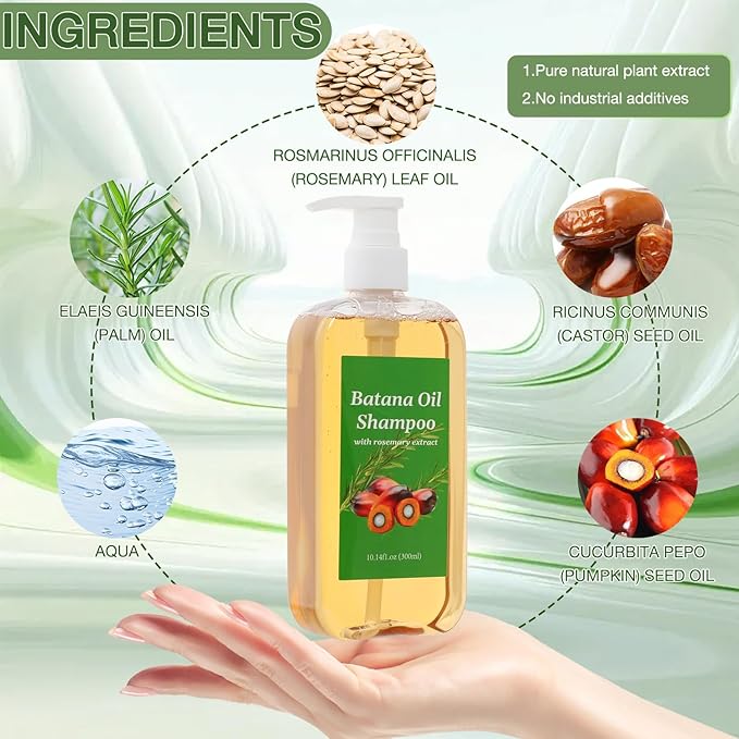 Lucift Shampoo De Batana, Rosemary Oil Shampoo De Batana Para La Caida Del Cabello, Nourishing & Regenerating Hair-Soft and Fluffy for Men & Women (1pcs)