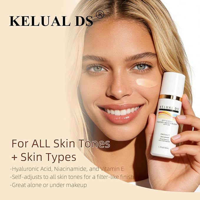 Tinted Moisturizer,Anti-Aging Tinted Face Moisturizer SPF 46 | Broad Spectrum SPF Protection, Hydrating Dewy Universal Tinted Moisturizer, 1.7oz/50ml