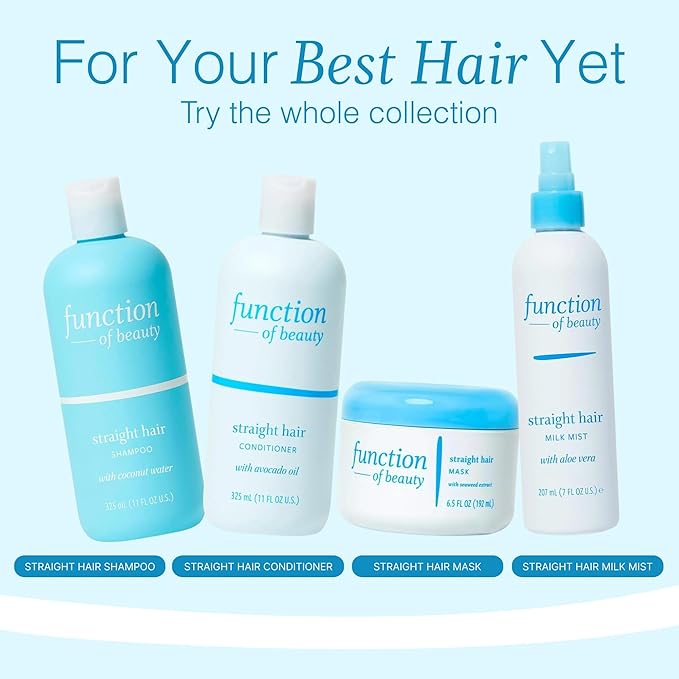Function of Beauty Straight Hair Conditioner - Sulfate-Free Conditioner for Natural Volume & Shine - Anti-Frizz, Lightweight & Hydrating with Avocado Oil - Oily Hair Care Products