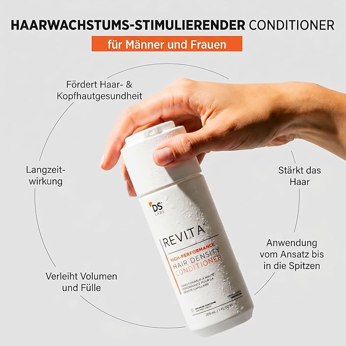 DS Labs For Men & Women Revita Conditioner - Scalp Refreshing Hydration for Fuller Looking, Weightless Hydration, Caffeine, Turmeric, Sulfate & Silicone Free, Color Safe, 205 mL