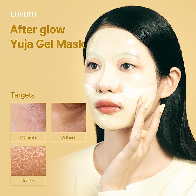 LUVUM Afterglow Yuja Gel Mask, Vitamin C, Overnight Hydrogel Mask, 4+1 Pack