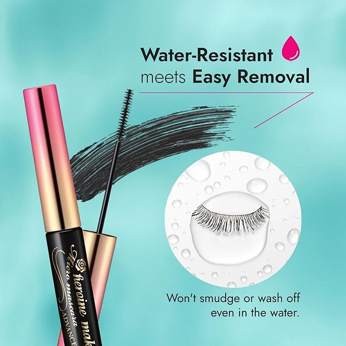 KISSME Heroine Make Micro Mascara Advanced Film EX, Enhance every lash with an Ultra-fine brush type, Black