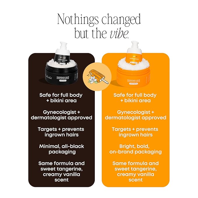 Bushbalm Ingrown Hair and Razor Bumps 2-Step Routine - Moisturize and Calm - Ingrown Hair Oil (30 ml) and Exfoliating Scrub (236 ml) - Vanilla Tangerine