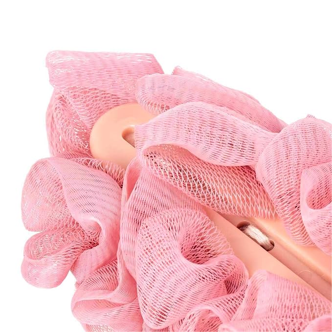 Back Scrubber for Shower,Loofah Long Handle Bath Body Brush,Soft Nylon Mesh Sponge for Shower,Loofah On a Stick for Men Women,Exfoliating Scrub Cleaning Luffa for Elderly(2-Pack,Pink)