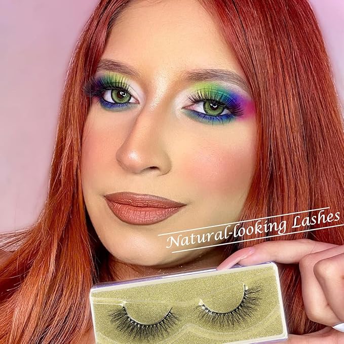 APCYUST Lashes Fluffy Mink Eyelashes Natural Look 5D Faux Mink False Lash Bulk Cat Eye Fake Eyelash Wholesale Soft Wispy Strip Eye Lashes with Individual Portable Lash Pack