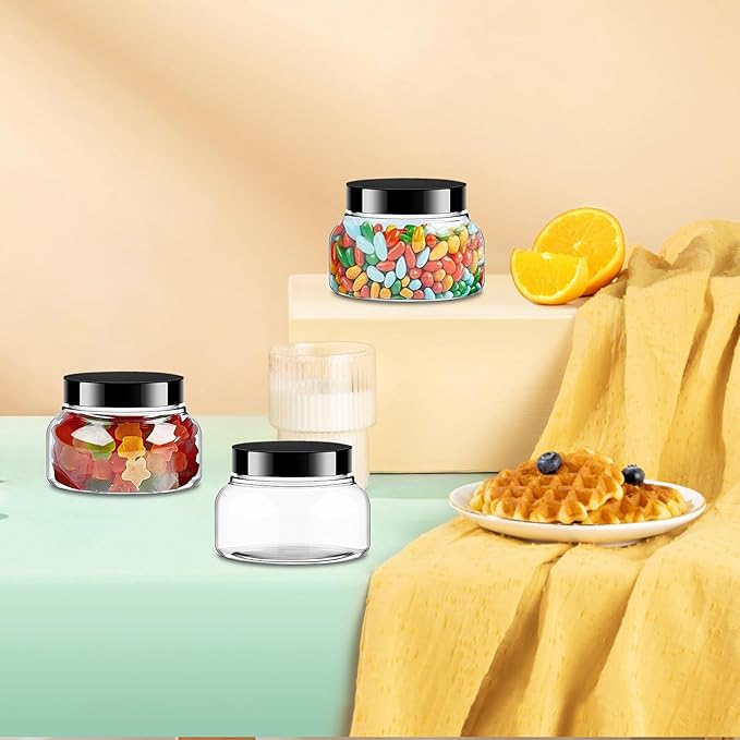 30 Pack Clear Body Scrub Jars, 8oz Clear Plastic Jars with Lids, Sugar Scrub Containers Empty Refillable Containers Round Low Profile Samples Jar for Makeup, Body Butter, Creams, Travel Storage