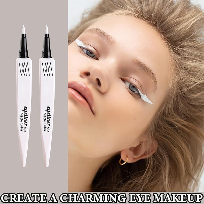5 PCS White Eyeliner Pencils,Professional Long Lasting Waterproof White Makeup Pencils,Highly Pigmented Inner Corner Eye Highlighter Eyeliner Pencil 01
