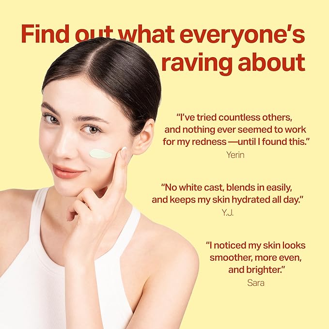 Meebak Cica Redness Solution Sunscreen - Color Corrector SPF 50, Green to Beige CC Cream with Centella and Ceramide - Redness Reducing Skincare for Fair-to-Medium Skin Tones - Korean Sunscreen